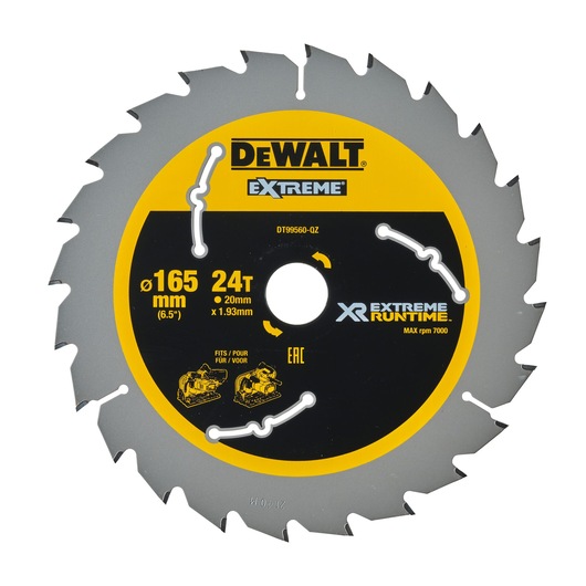 XR EXTREME RUNTIME„¢ CIRCULAR SAW BLADE 165MM X 24T (20MM)