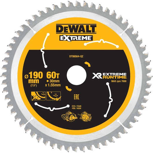 XR EXTREME Runtime Circular Saw Blade 190mm Bore 30mm 60T