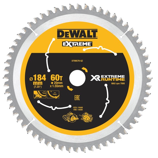 XR EXTREME Runtime Circular Saw Blade 184mm Bore 20mm 60T